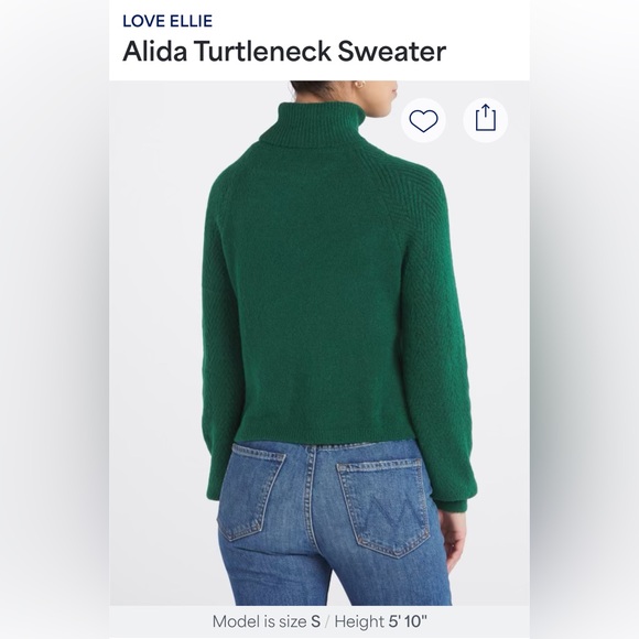 Alida Green Turtleneck Sweater by Love Ellie - Picture 2 of 6